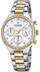 Dámske hodinky Festina F20402/1 s perleťovým ciferníkom a dvojfarebným oceľovým náramkom