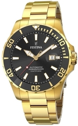 Pánske automatické hodinky Festina F20533/2 v zlatom vyhotovení s čiernym ciferníkom
