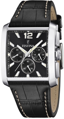 Pánske hodinky Festina F20636/4 s čiernym ciferníkom a koženým remienkom